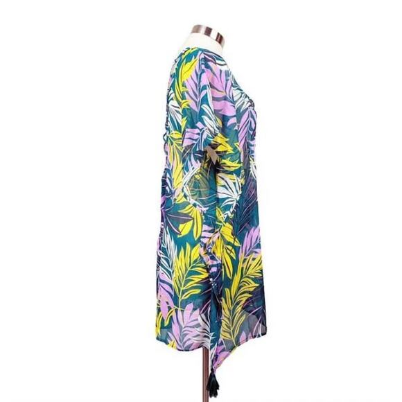 Palisades Beach Club Womens Tropical Green Printed Pullover Swim Cover-Up Size L - Picture 4 of 11